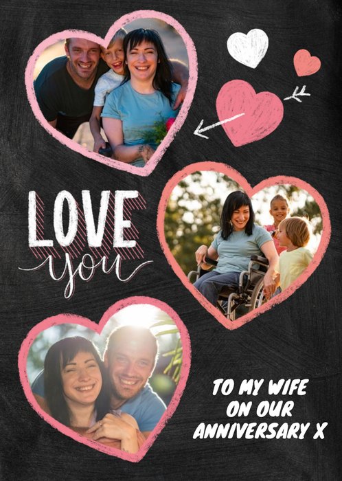 Anniversary Card - Love You - Wife - Typographic Photo Upload