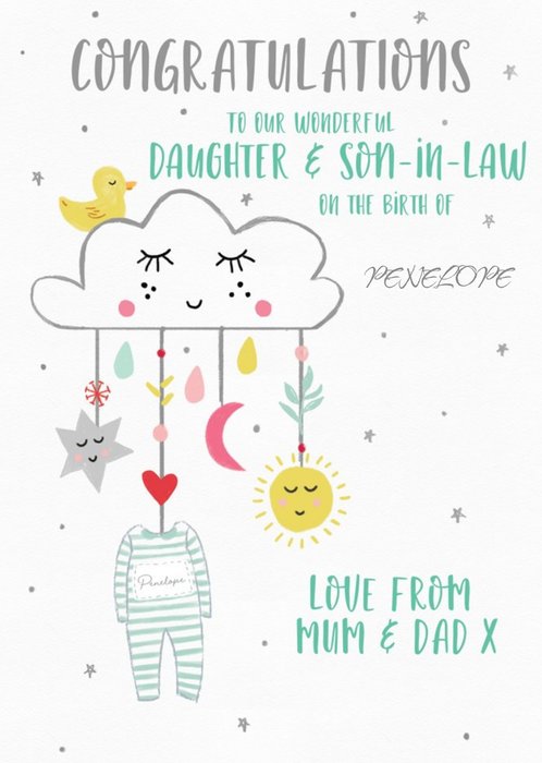 Clintons Illustration Cute New Baby Card