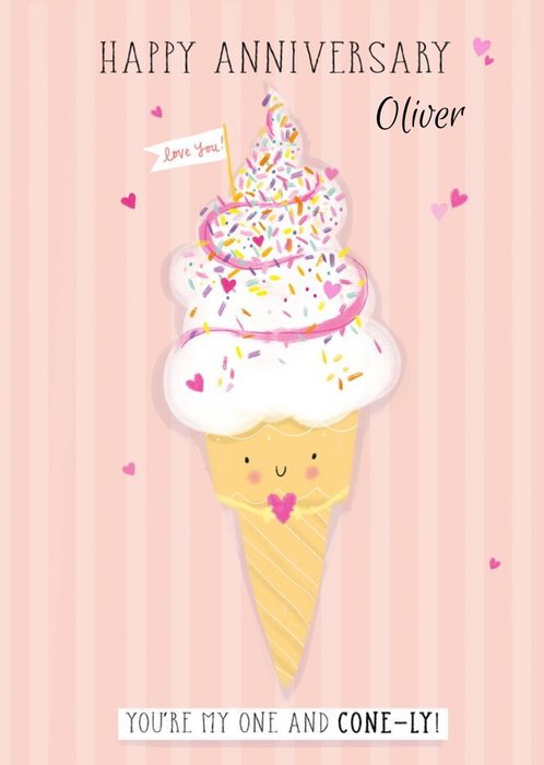 Happy Anniversary You're My One And Cone-ly Birthday Card