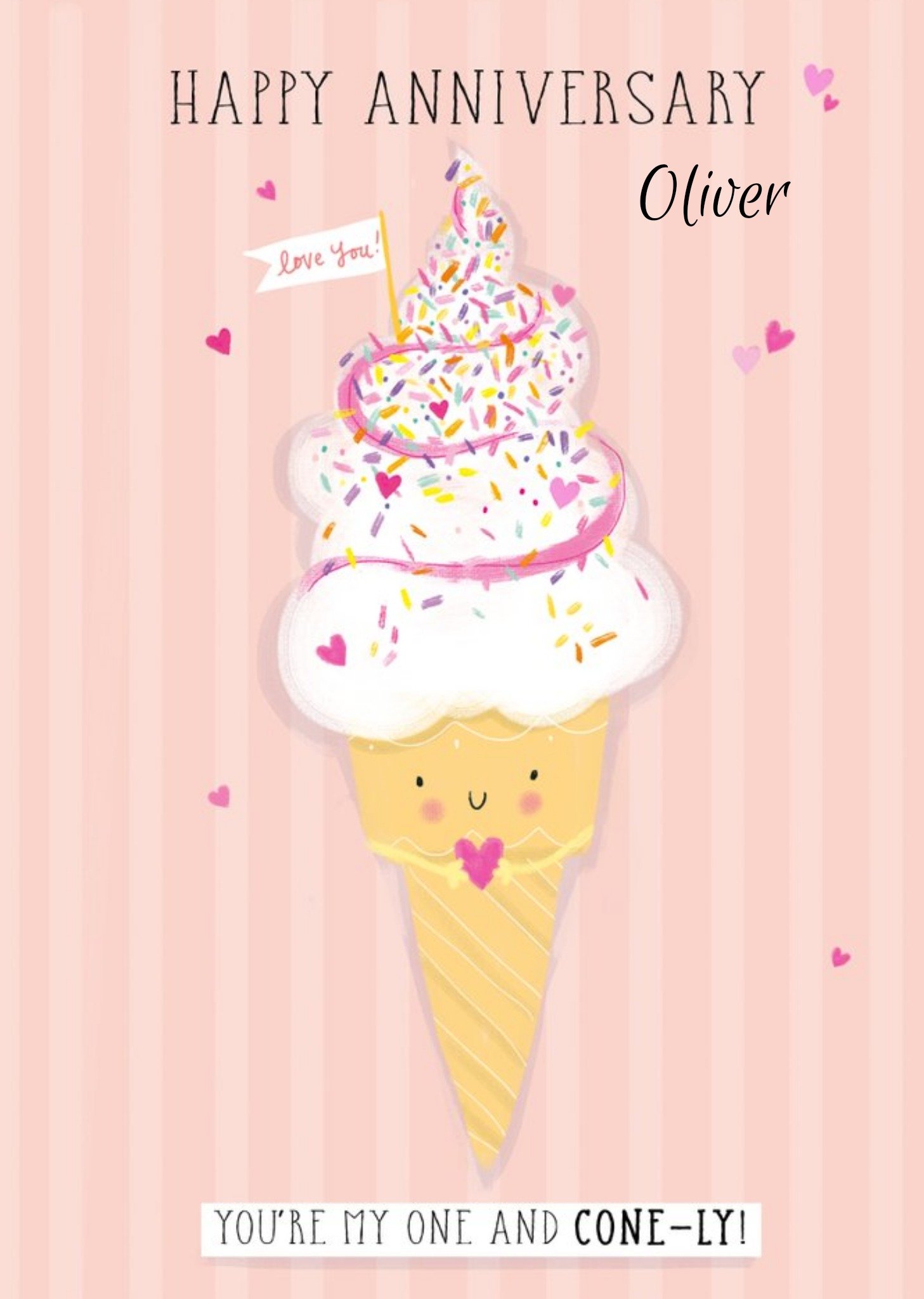 Happy Anniversary You're My One And Cone-Ly Birthday Card Ecard