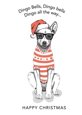 Dotty Dog Art Illustrated Dingo Dogs Funny Christmas Australia Card