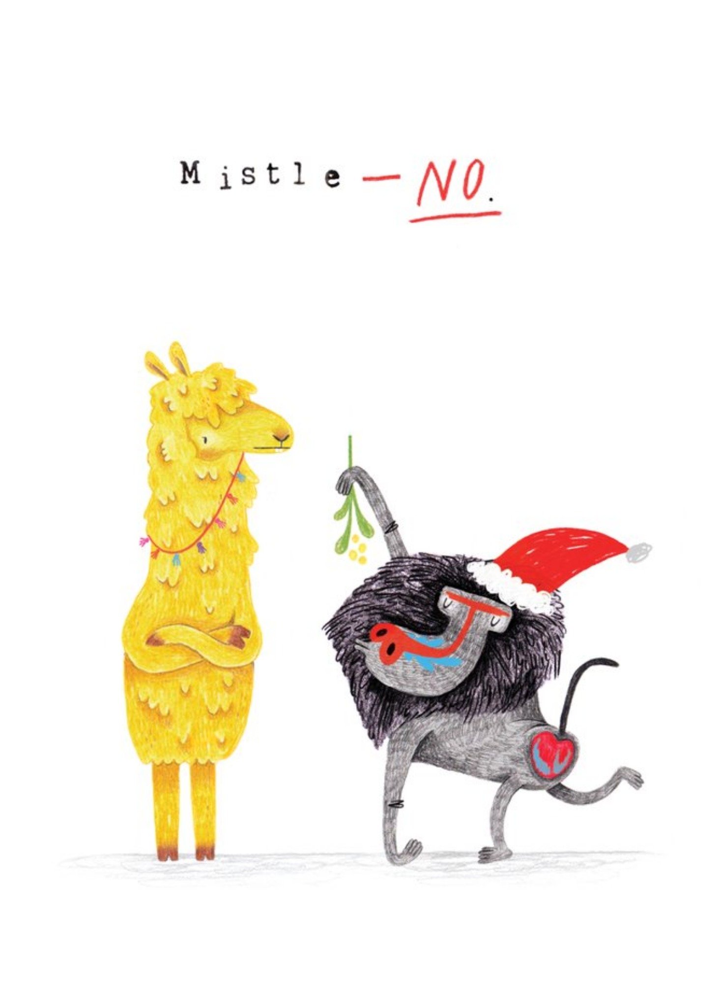 Moonpig Mistle-No Llama And Baboon Christmas Card Ecard