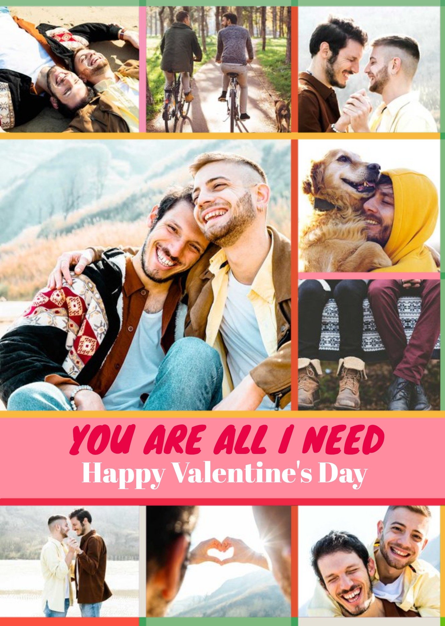 Nine Colourful Photo Frames Photo Upload Valentine's Day Card Ecard