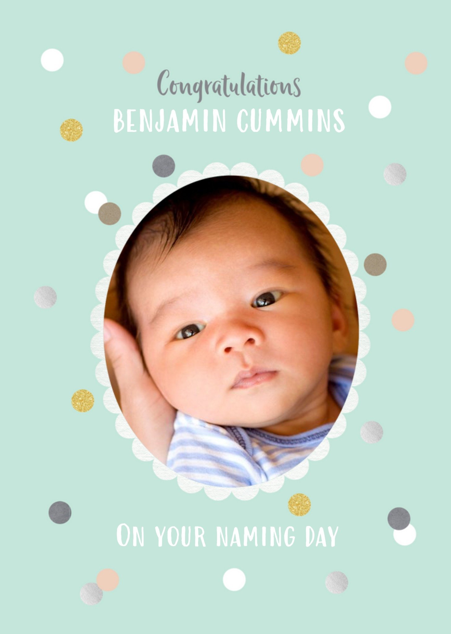 Confetti Congratulations On Your Naming Day Photo Upload Card Ecard