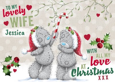 Me To You Tatty Teddy To Wife Personalized Christmas Card