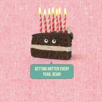 Cartoon Cake You're Getting Hotter Every Year Funny Birthday Card