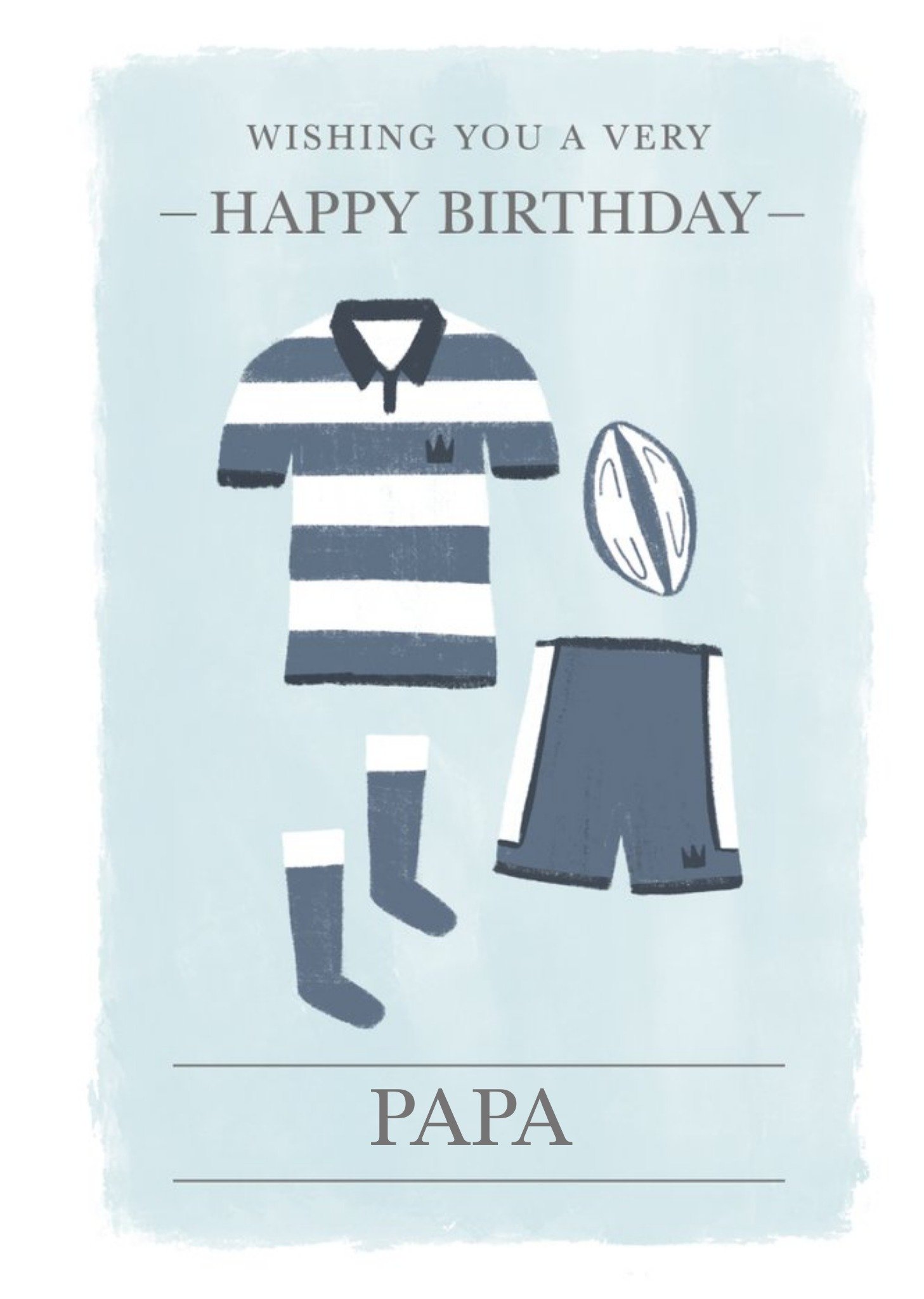 Moonpig Millicent Venton Customisable Illustrated Rugby Kit Birthday Card, Large