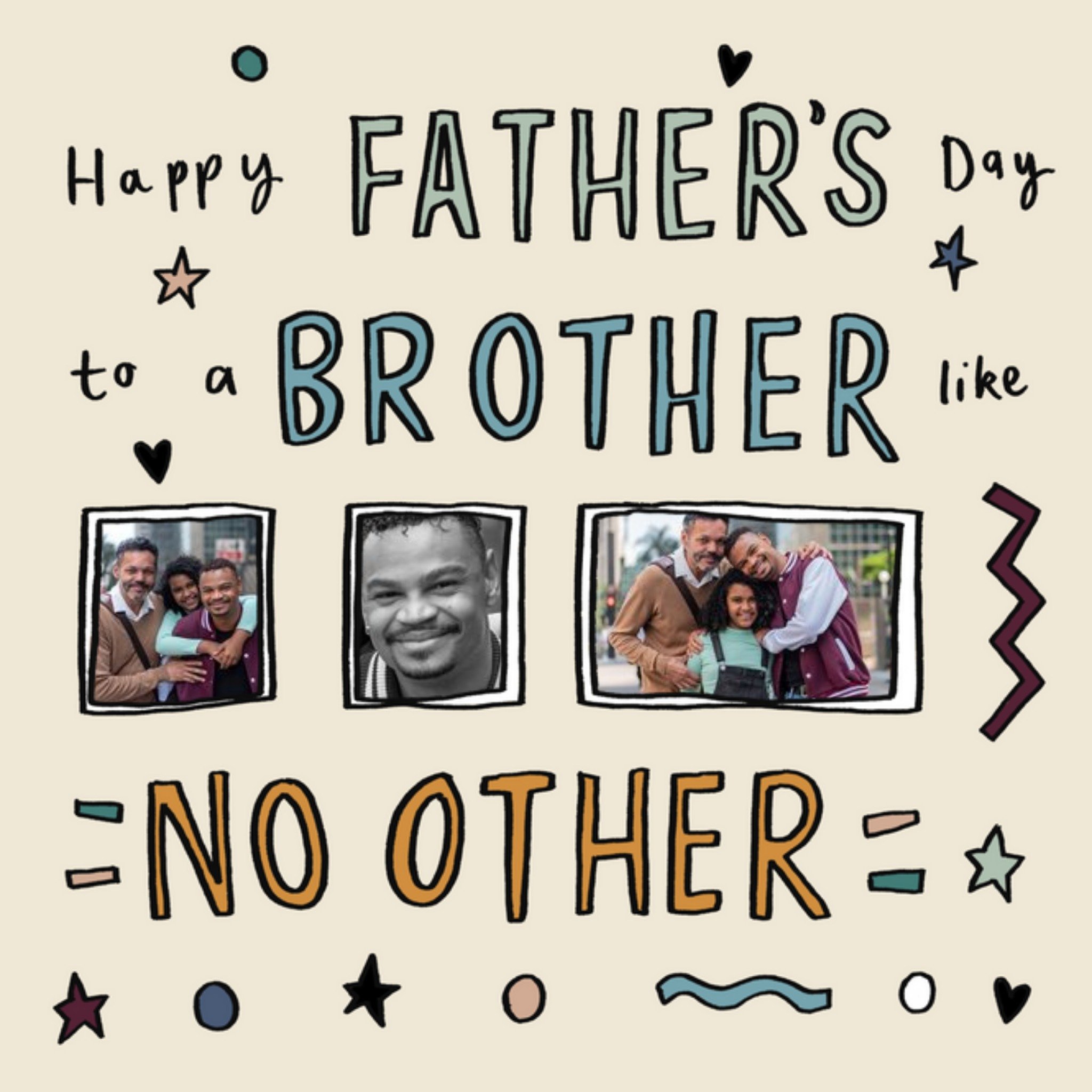 Sketch It Cute Typographic Brother Like No Other Photo Upload Father's Day Card, Square