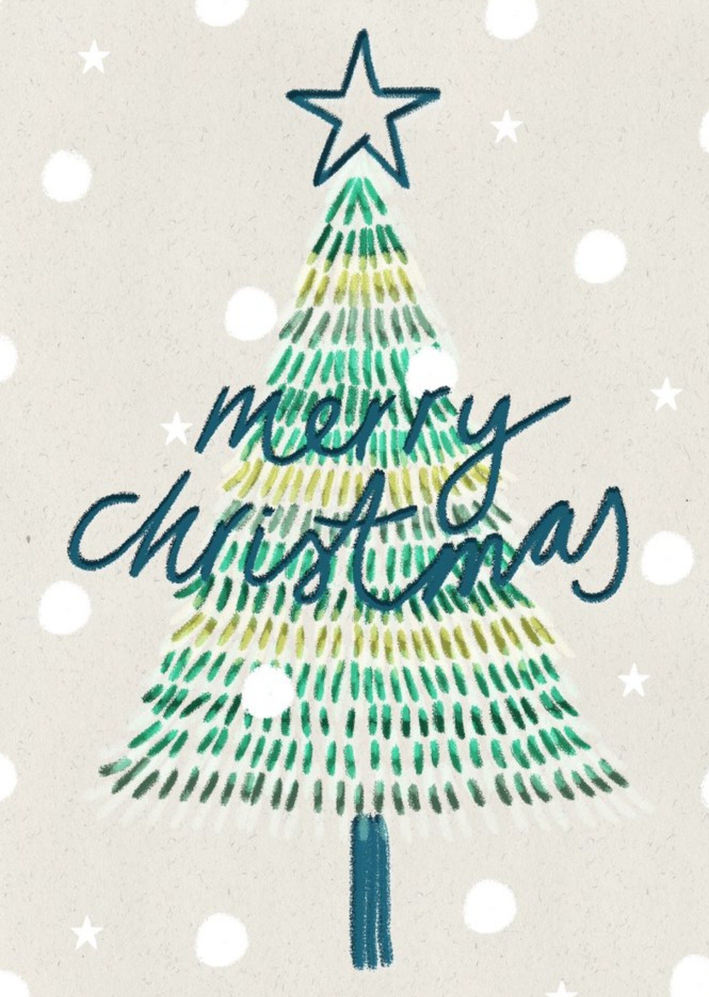 Moonpig Patterned Christmas Tree Card Ecard