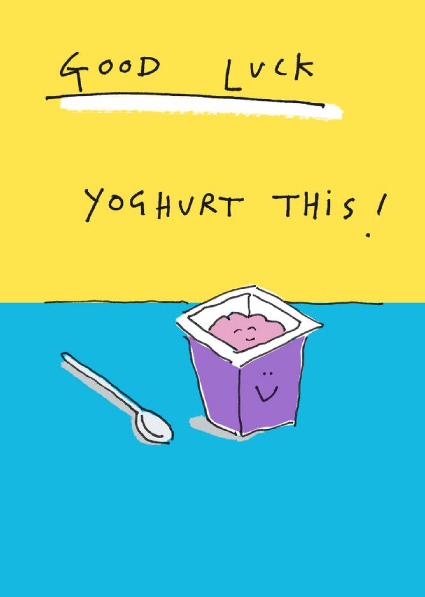 Felt Studios Funny Illustrated Yoghurt Pun Good Luck Card Ecard