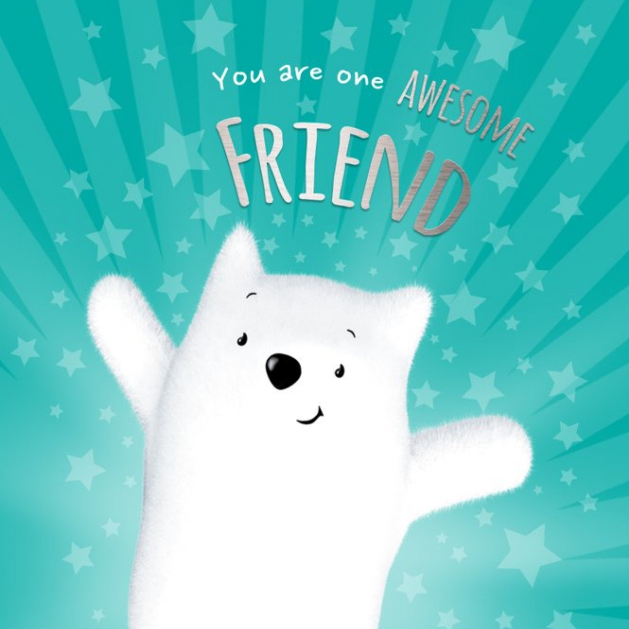 Meecadoo Cute Illustrated Bear Awesome Friend Card, Square