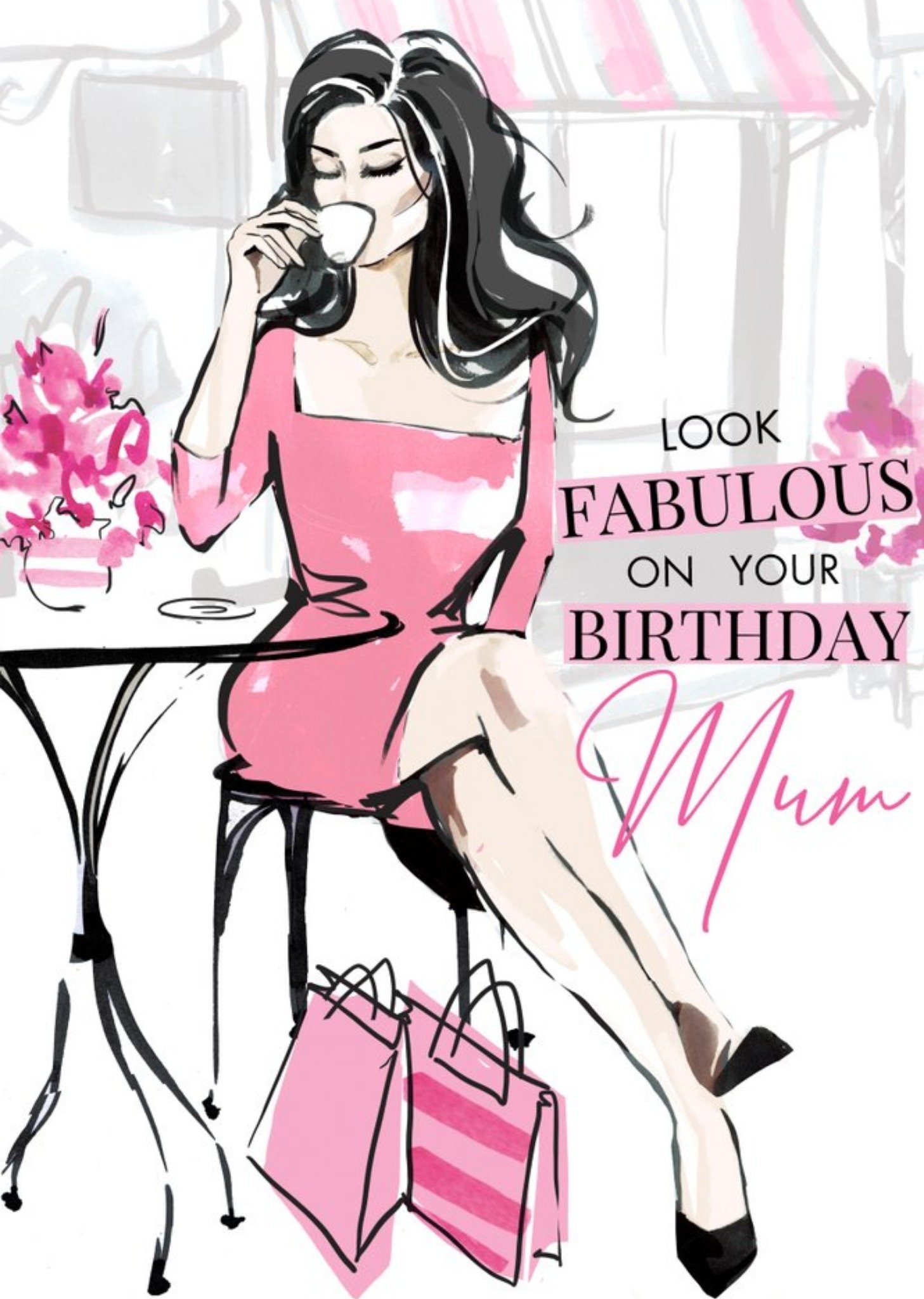 Moonpig Fashion Illustration Look Fabulous On Your Birthday Card, Large