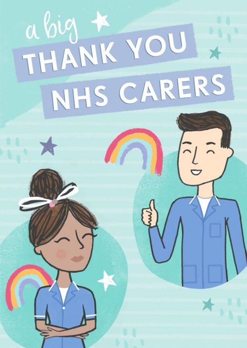 Raspberry Fizz A Big Thank You NHS Carers Illustrated Thank You Card