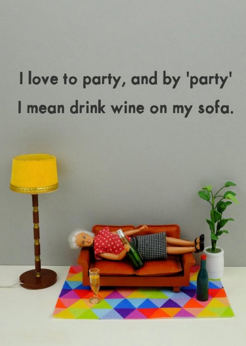 Bold And Bright Adult Funny Party Photo Image Wine Birthdays Card | Moonpig