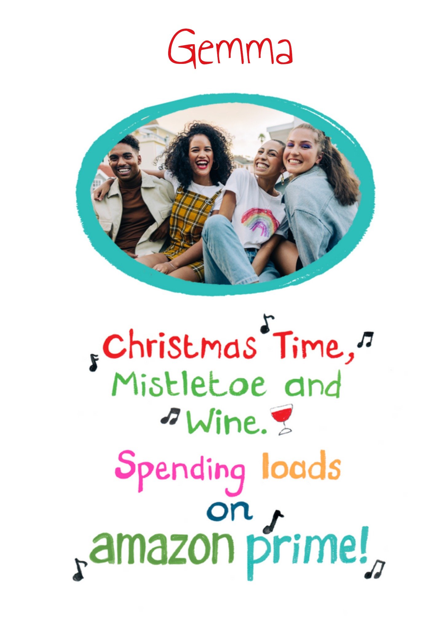 Moonpig Christmas Time Mistle Toe And Wine Photo Upload Card Ecard