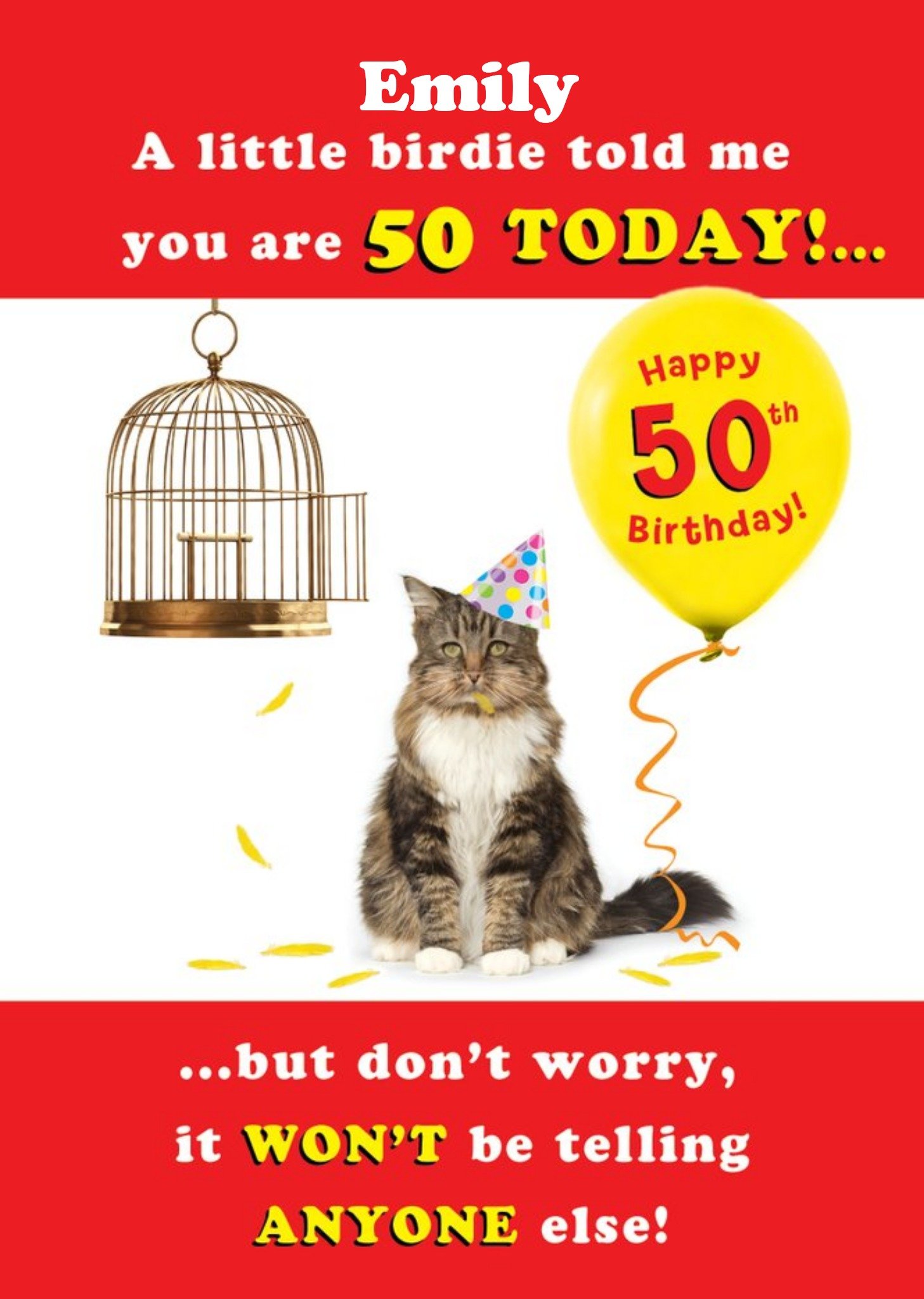 Moonpig A Little Birdie Told Me Personalised Happy 50th Birthday Card, Large