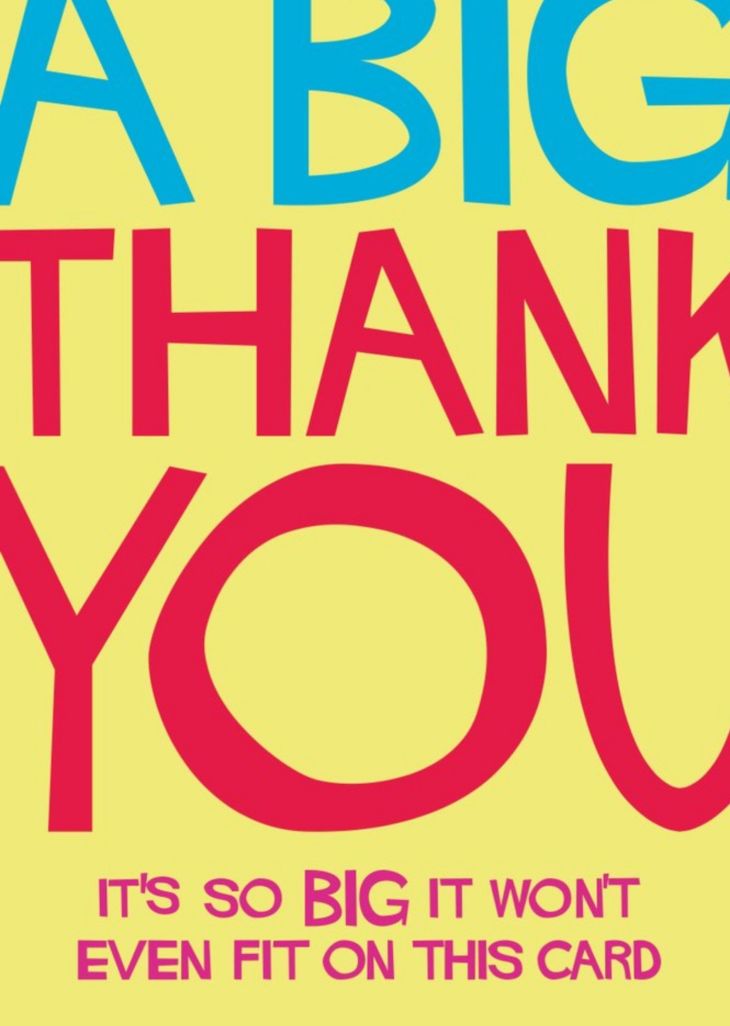 Moonpig A Big Thank You Funny Typographic Card, Large