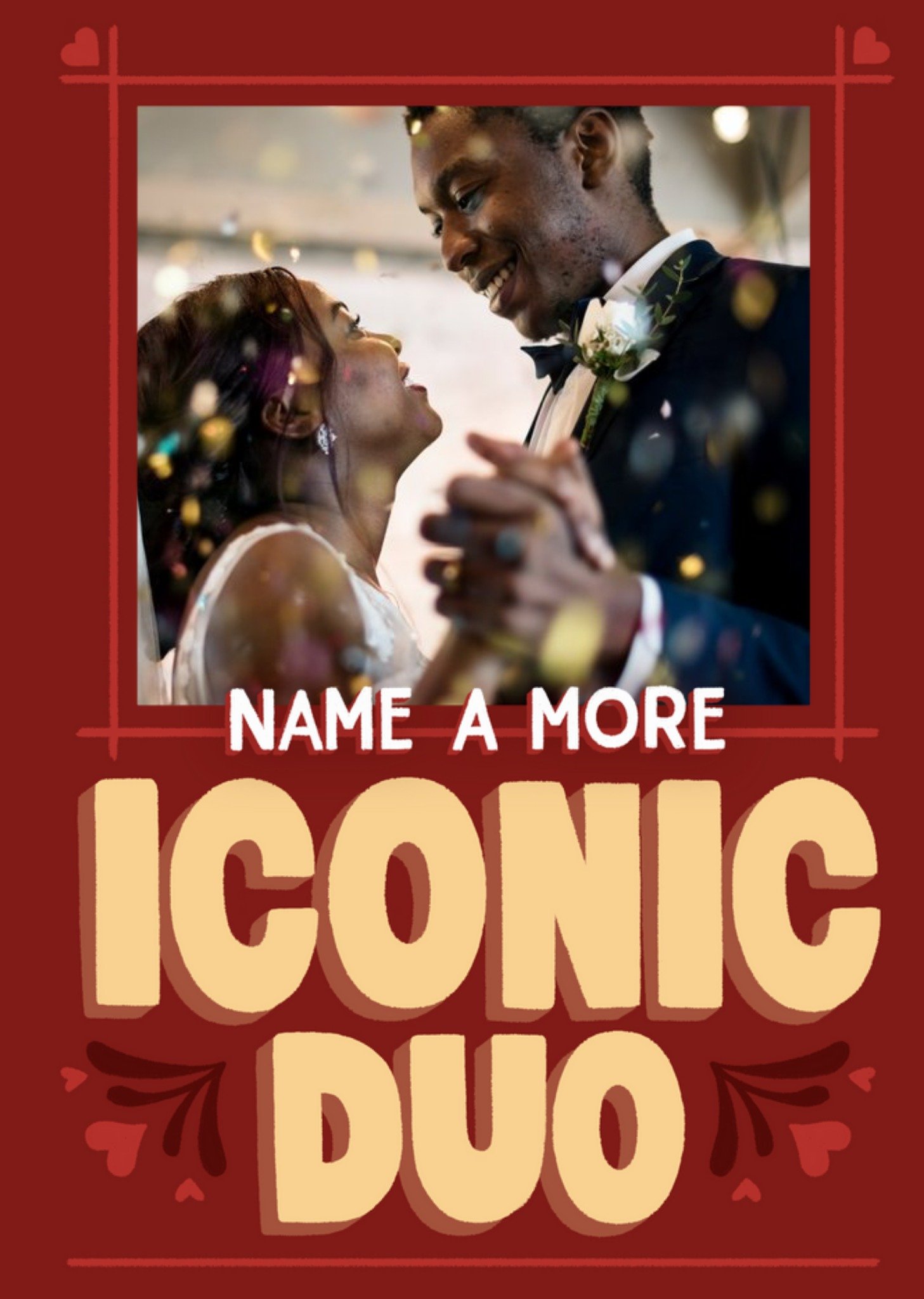 Moonpig Graphictypographic Iconic Duo Photo Upload Wedding Card, Large