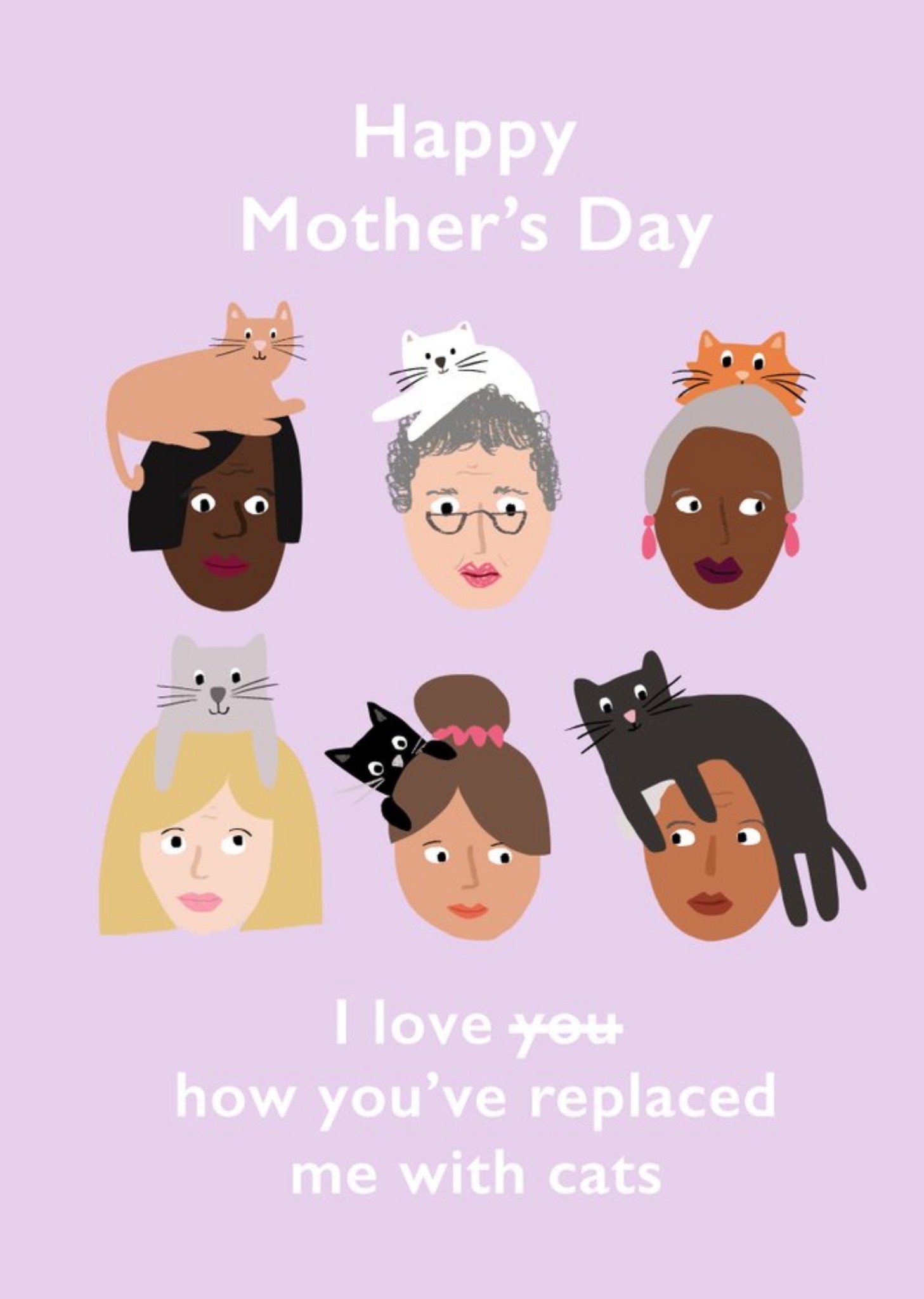Moonpig Funny Happy Mother's Day Replaced Me With Cats Card, Large