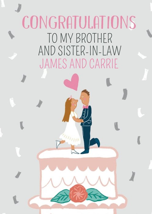 Congratulations Wedding Cake illustration Card