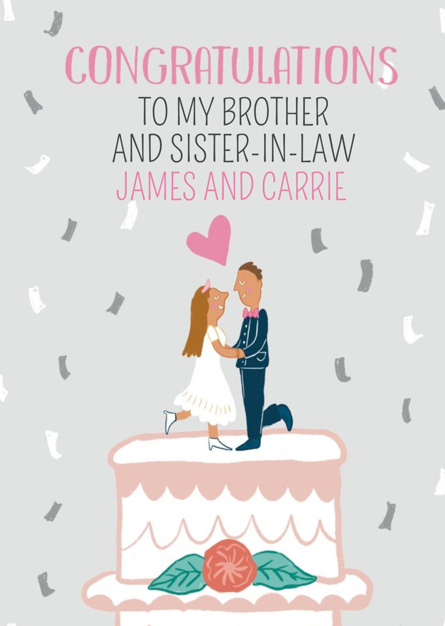 Congratulations Wedding Cake Illustration Card