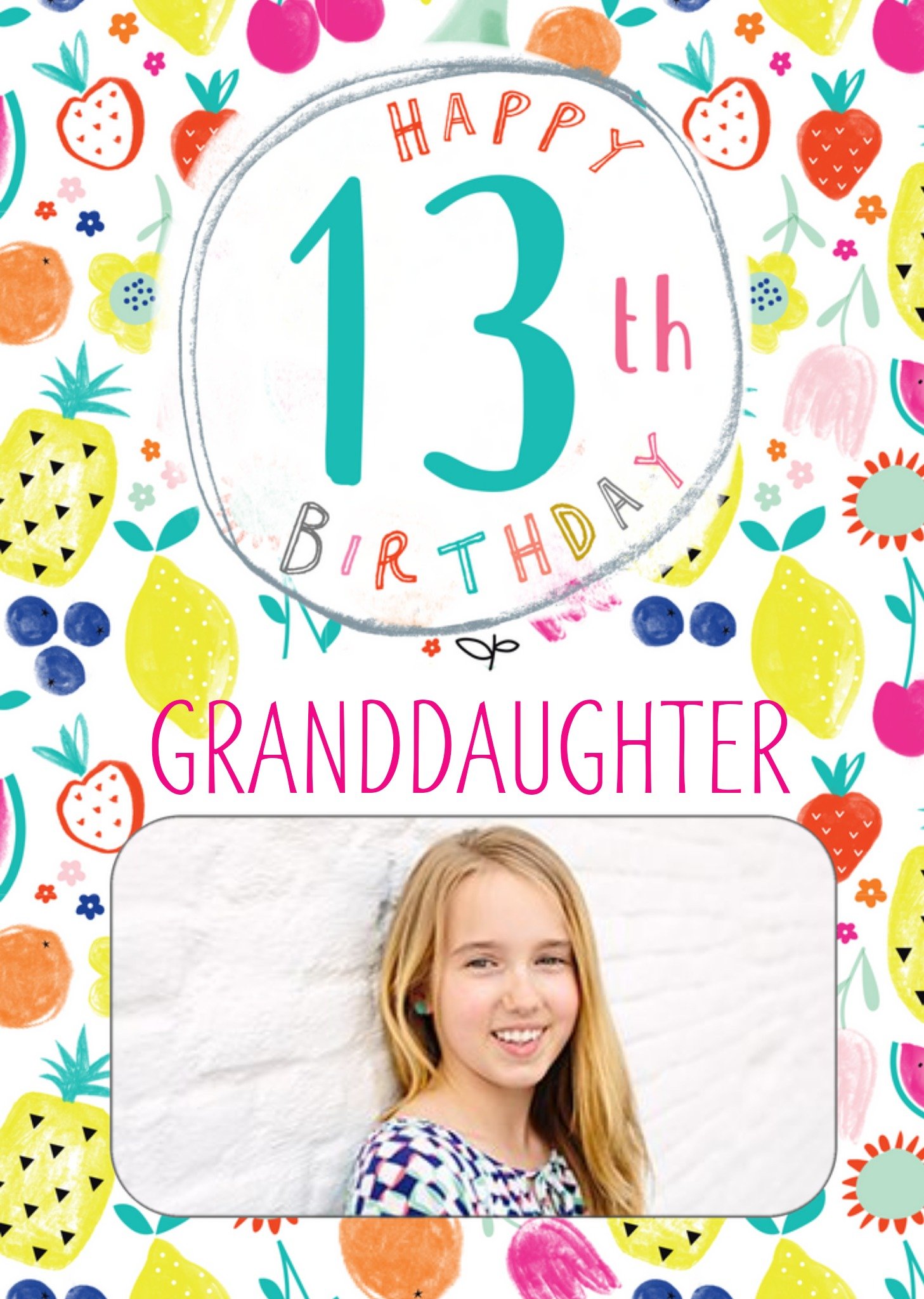 Moonpig Laura Darrington Fruit Illustration Granddaughter 13Th Birthday Card Ecard