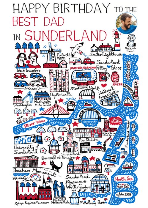 Sunderland Illustrations Photo Upload Birthday Card