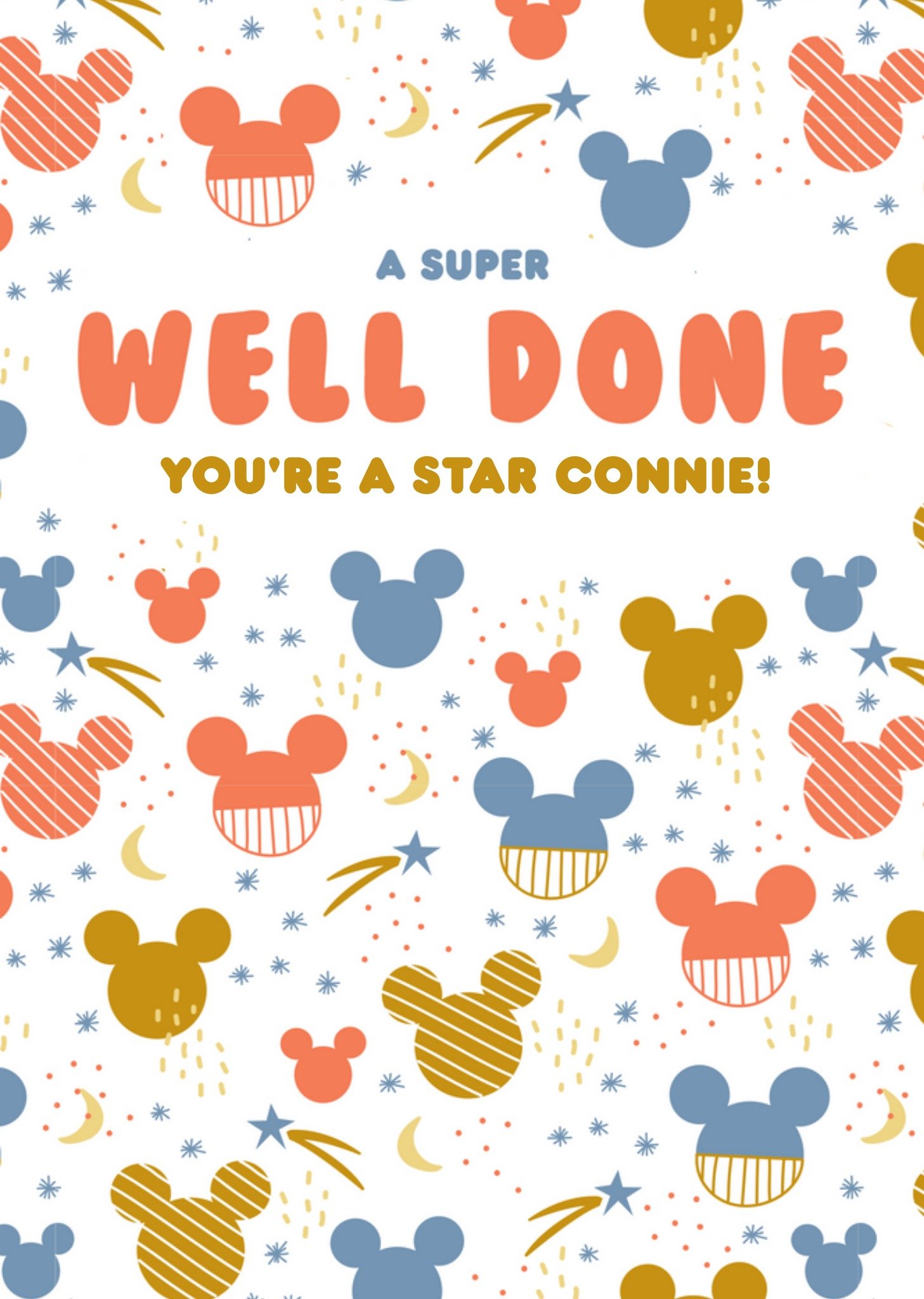 Disney Mickey Mouse And Stars Pattern A Super Well Done You Are A Star Card Ecard