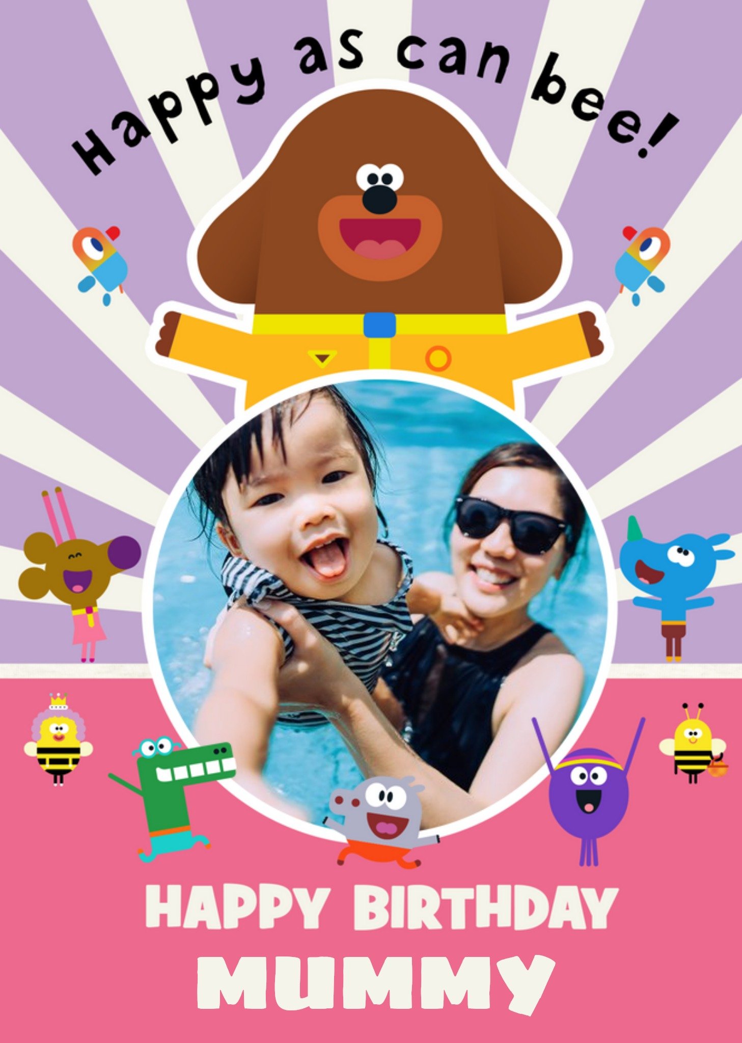 Hey Duggee Happy As Can Be Photo Upload Mummy Birthday Card, Large