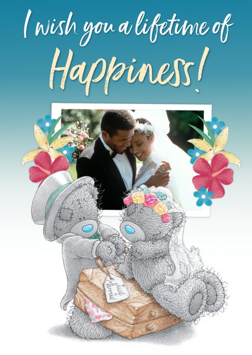 Lifetime Of Happiness Tatty Teddy Photo Upload Wedding Card