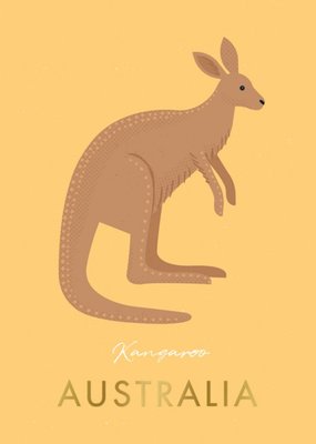 Illustration Of A Kangeroo On A Yellow Background Kangeroo Australia Card