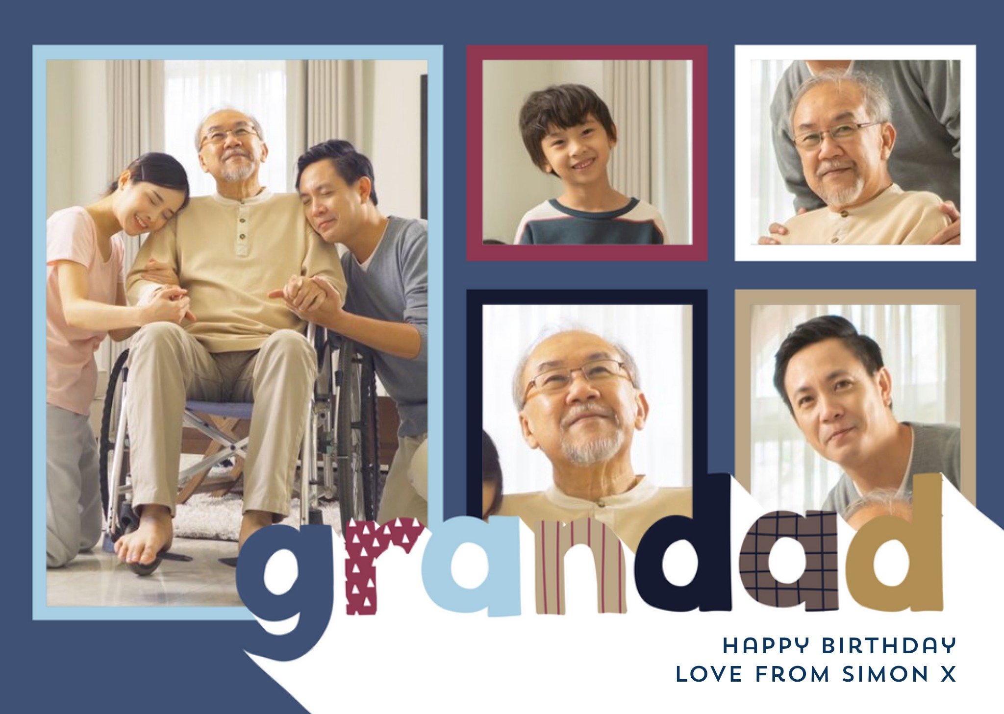Moonpig Happy Birthday Grandad - Photo Upload Card, Large