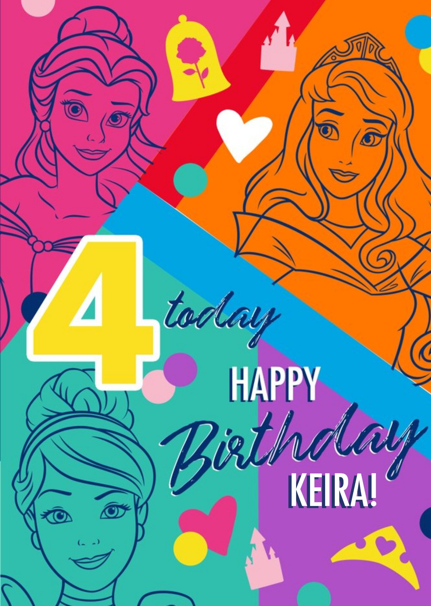 Disney Princesses 4 Today Happy Birthday Ecard