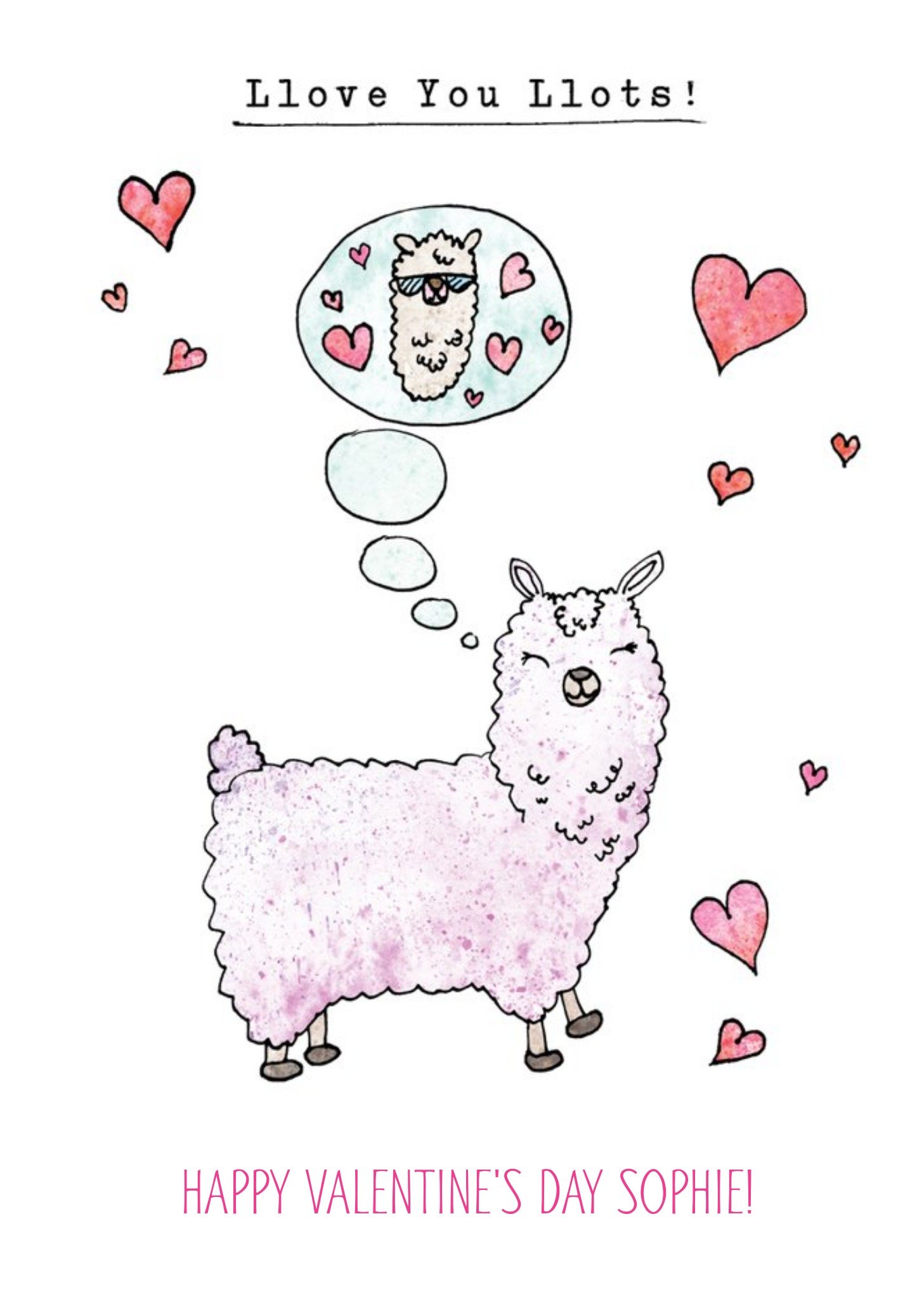 Love You Lots Llama Personalised Card Ecard