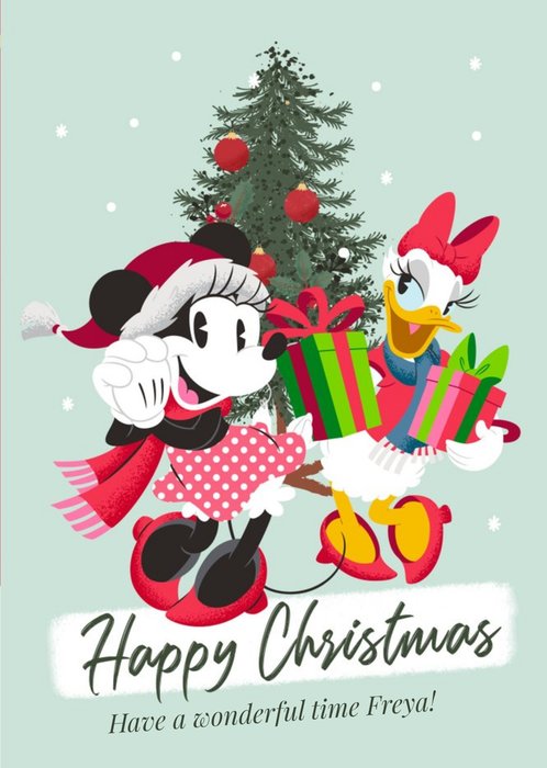 Disney Minnie and friend Have a Wonderful Time Christmas Card