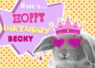 Pop Art Bunny Have A Hoppy Birthday Card