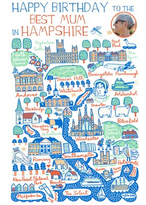 Vibrant Collage Illustration Of Hampshire Photo Upload Birthday Card
