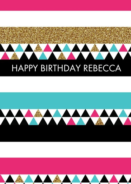 Triangles And Stripes Personalised Happy Birthday Card