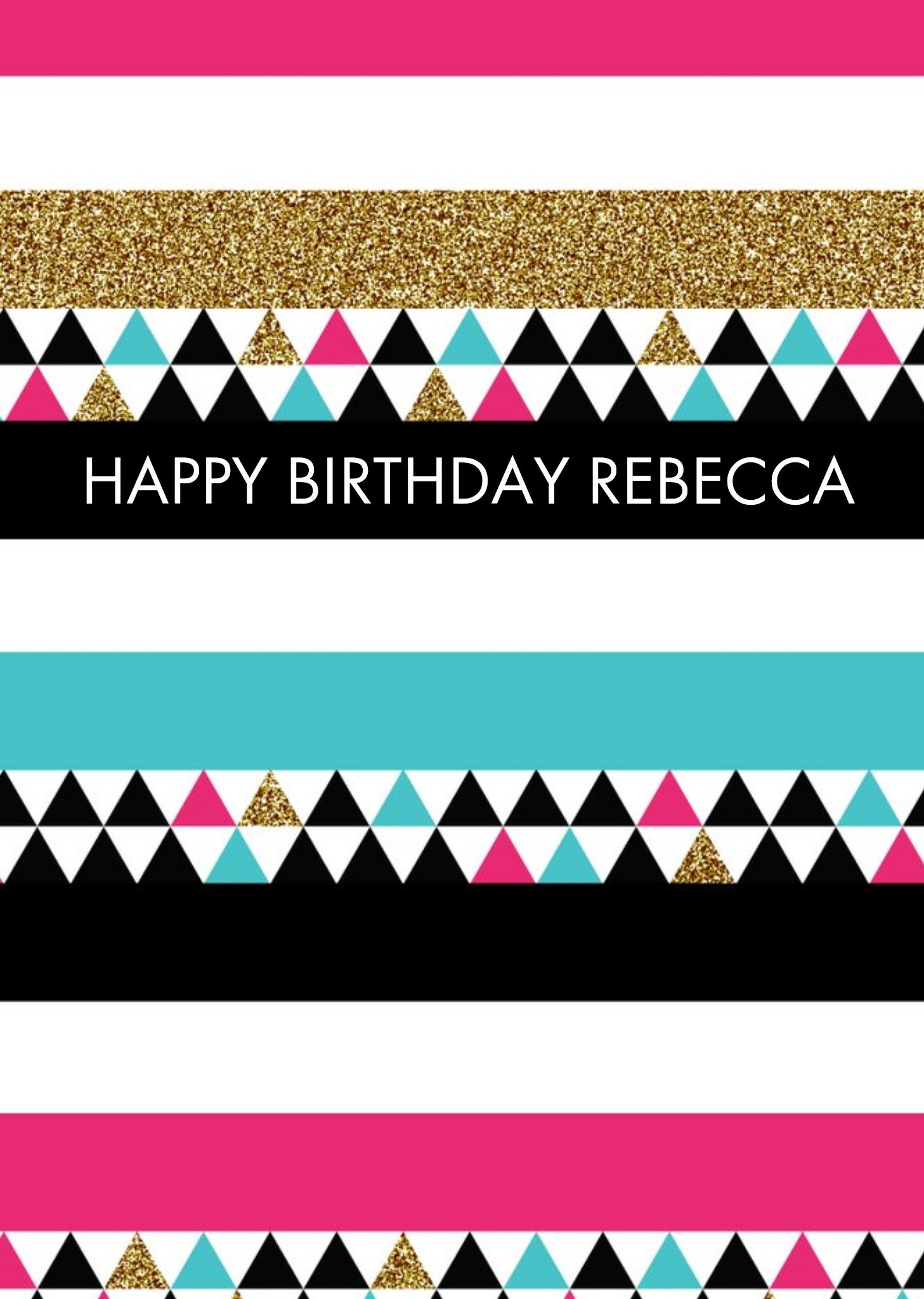Moonpig Triangles And Stripes Personalised Happy Birthday Card, Large