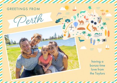 Greetings From Perth Postcard Style Photo Upload Card