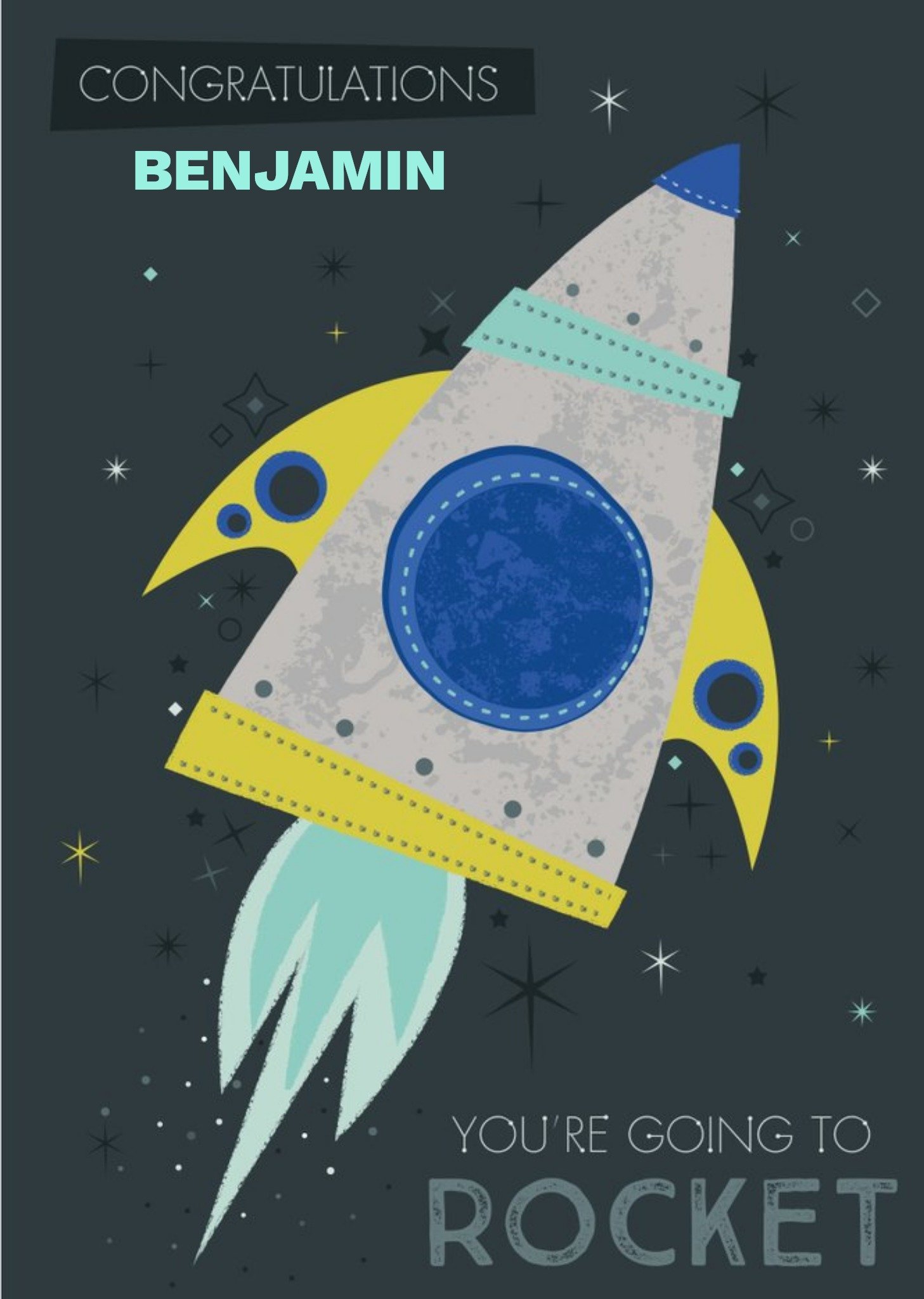 Congratulations Card - Good Luck - New Job - Rocket - Space Ecard