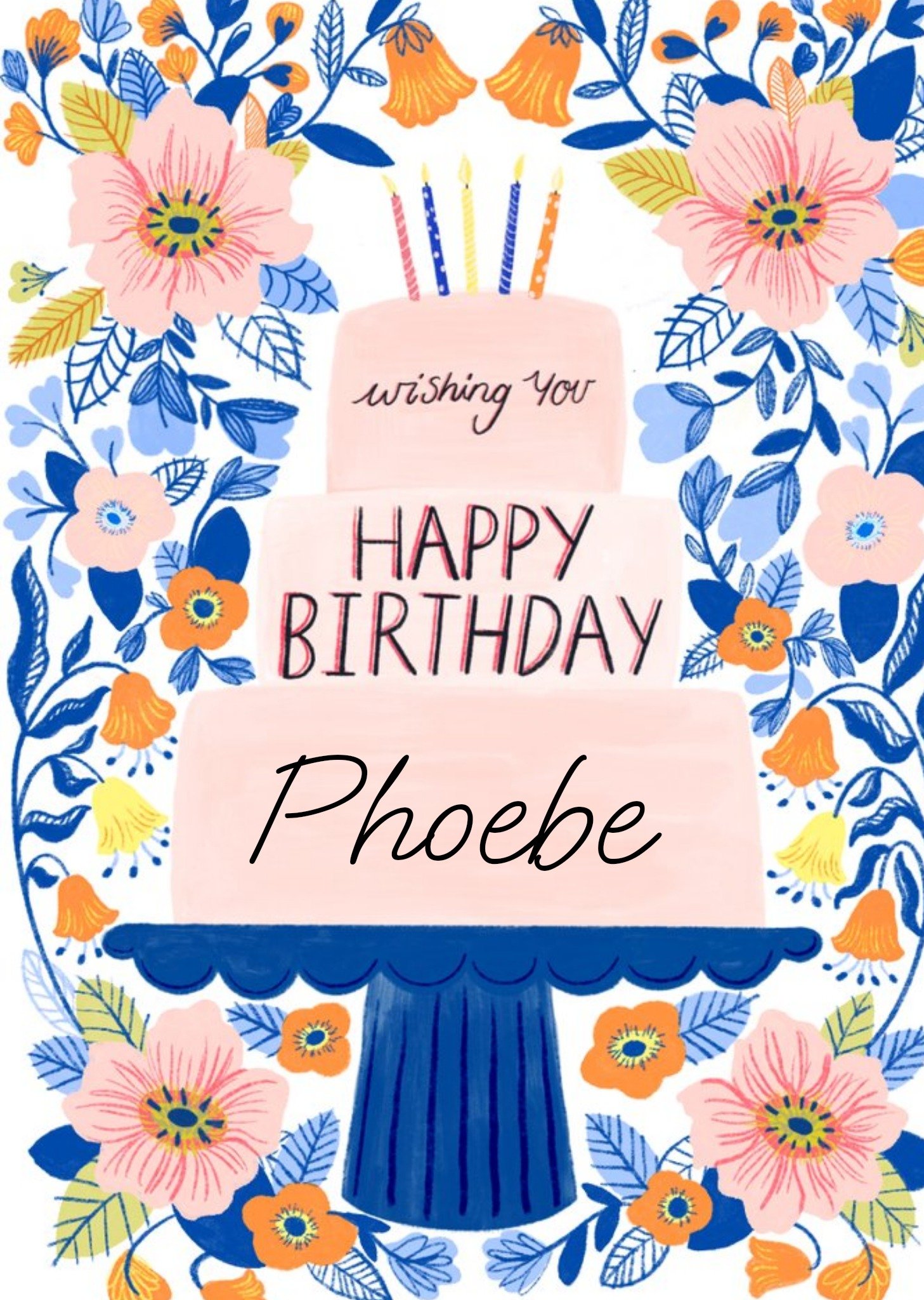 Moonpig Birthday Cake Floral Birthday Card Ecard