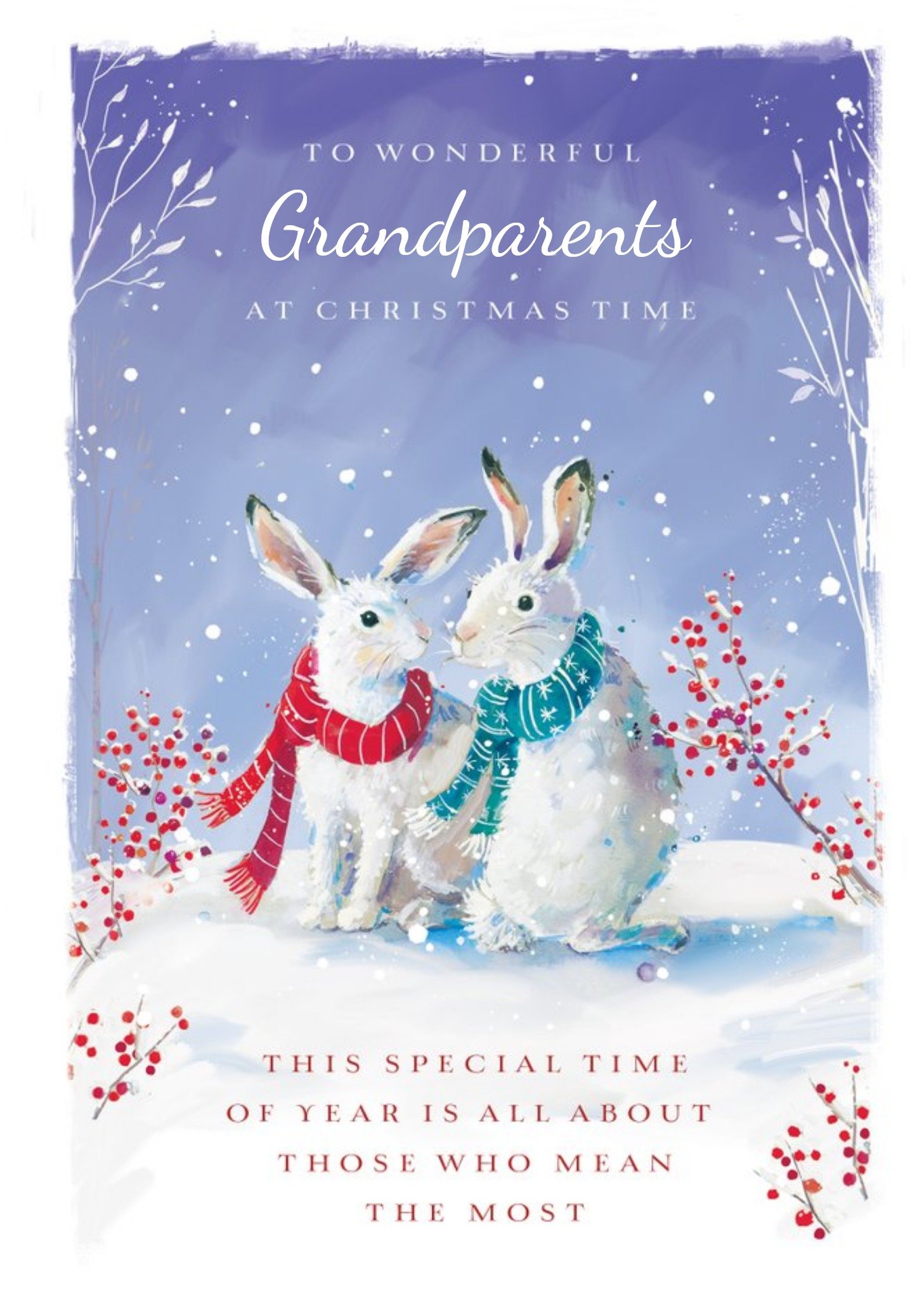Ling Design Traditional Grandparents Hare Christmas Card, Large