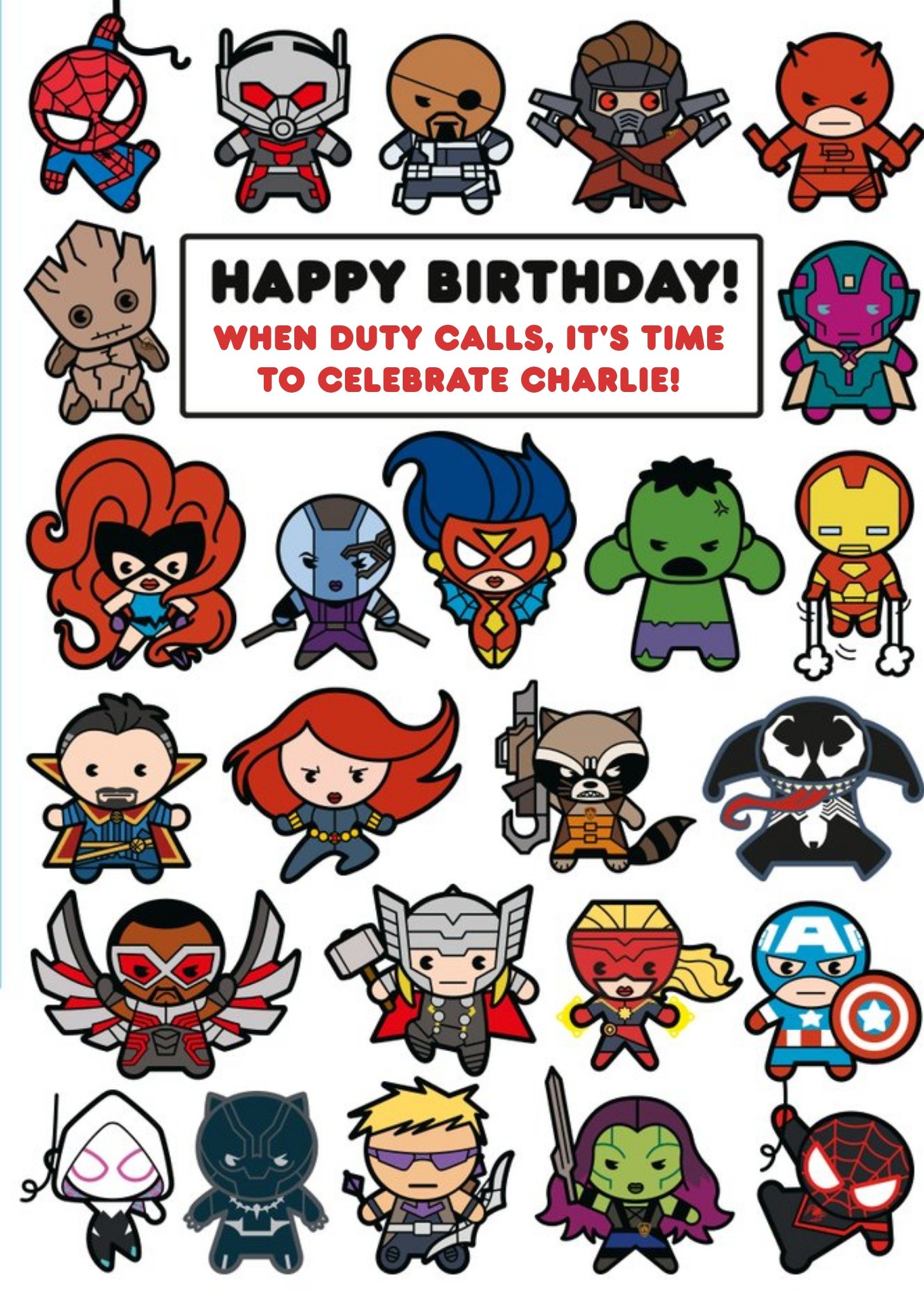 Disney Marvel Comics When Duty It's Time To Celebrate Birthday Card, Large