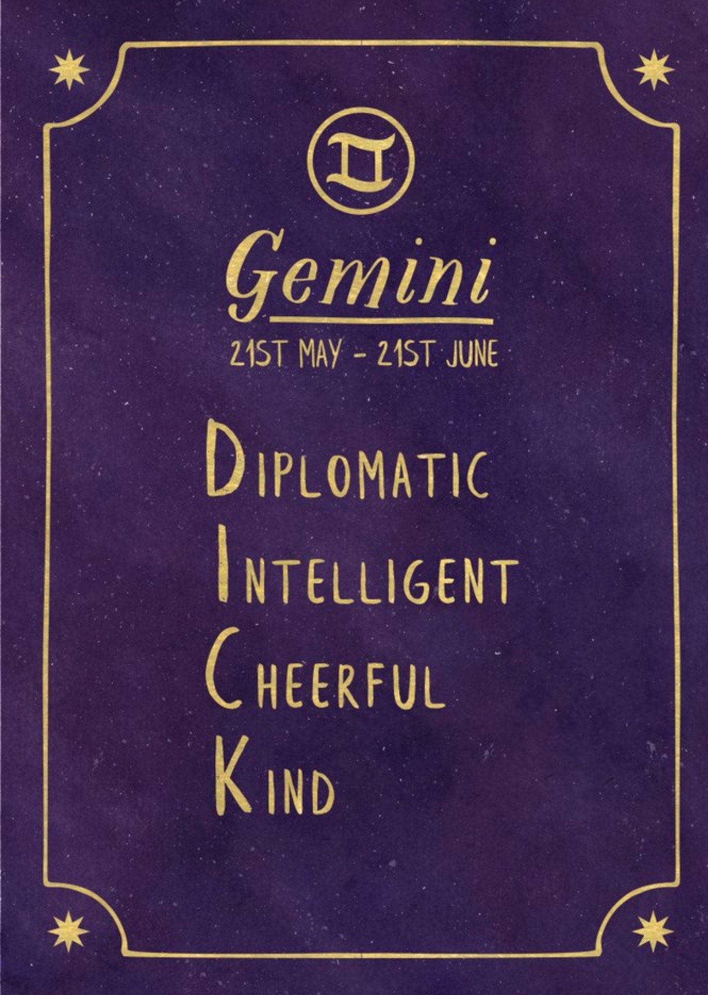 Moonpig Funny Rude Horoscope Birthday Card - Gemini, Large
