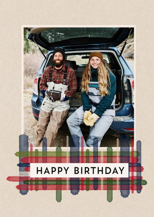 Tartan Themed Photo Upload Happy Birthday Card