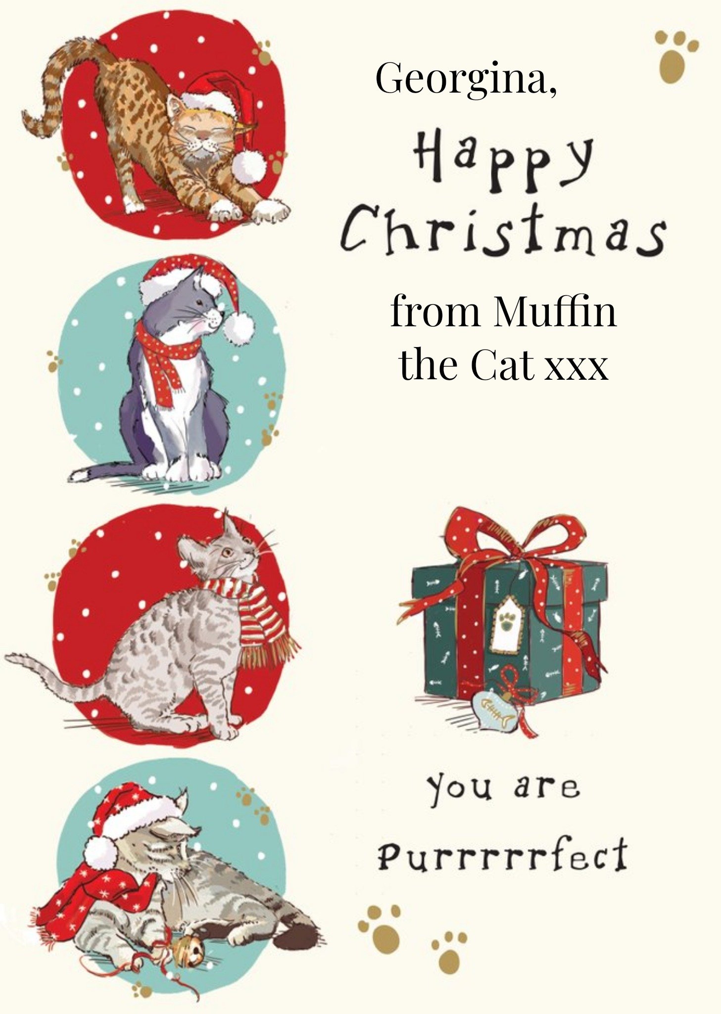 Ling Design You Are Purrrrfect Kitty Personalised Happy Christmas Card Ecard