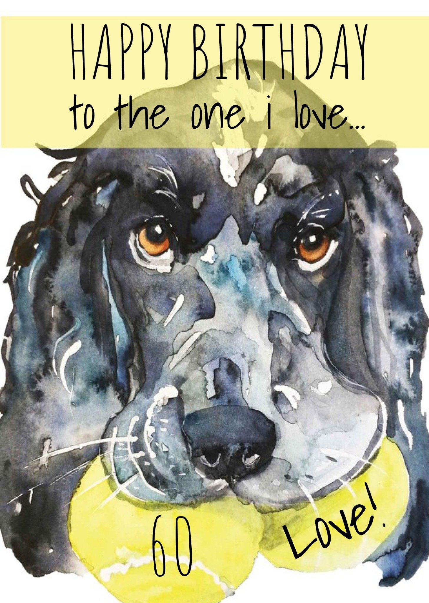 Cocker Spaniel Dog With Tennis Balls Watercolour Illustration Personalised Birthday Card Ecard