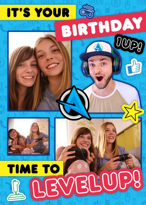 Ali A Gamers Its Your Birthday Time To Level Up Photo Upload Happy Birthday Card
