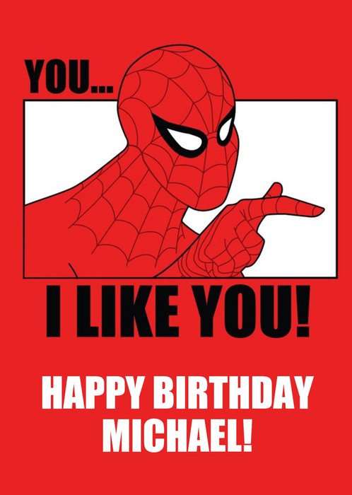 Marvel Spiderman You I Like You Happy Birthday Card